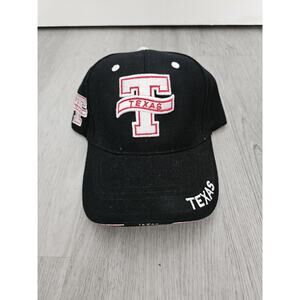 Texas Hat Cap Men’s Black Red Strapback Embroidered